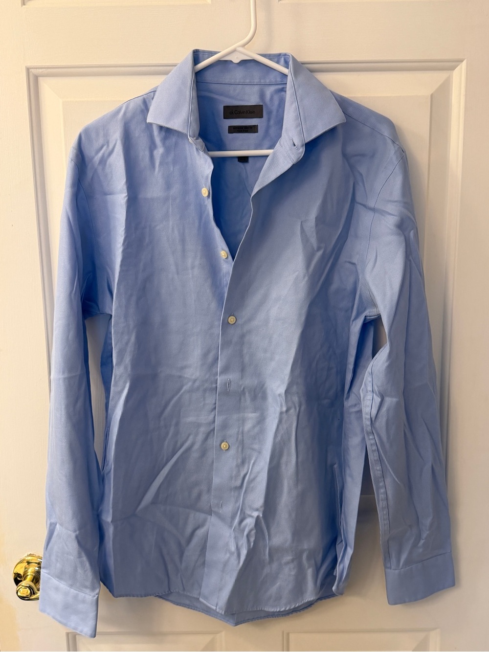 🩷 Calvin Klein Men's Sky Blue Long-Sleeve Dress Shirt neck 15.5🩷